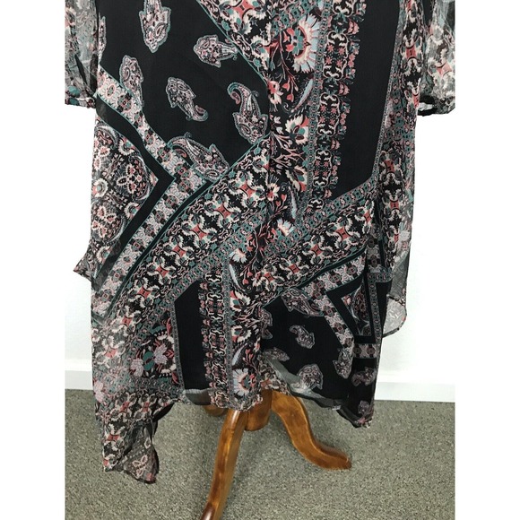 Jessica Simpson Multicolor Print Crochet Trim Handkerchief Hem Dress - Picture 11 of 11